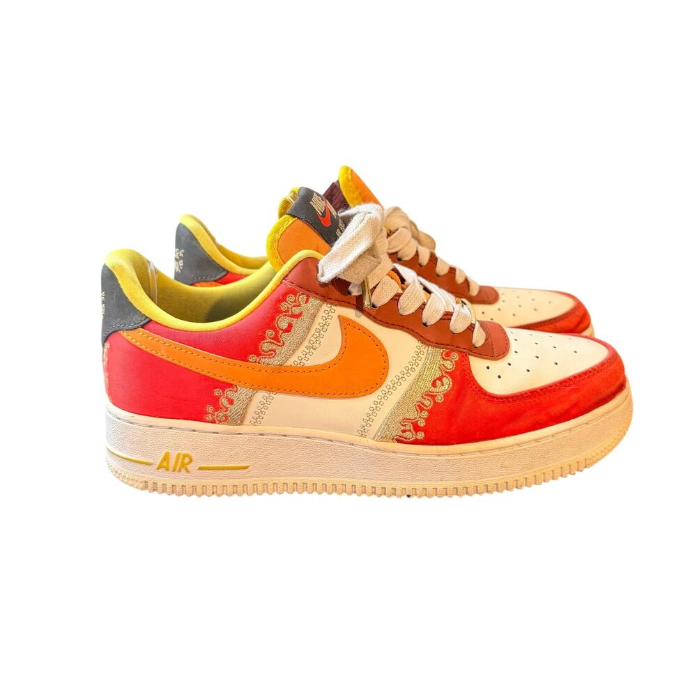 Nike Air Force 1 Little Accra DV4462-600 Red Yellow Leather Low Top Sneakers 8.5
